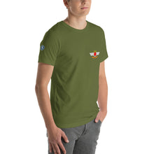 Cargar imagen en el visor de la galería, Camiseta con emblema vintage Ejército del Aire, modelo Hispano Aviación HA-200D "Saeta"